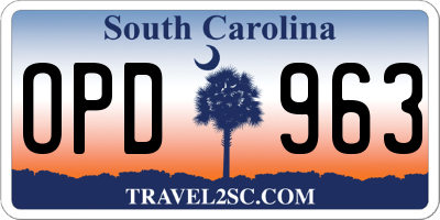 SC license plate OPD963