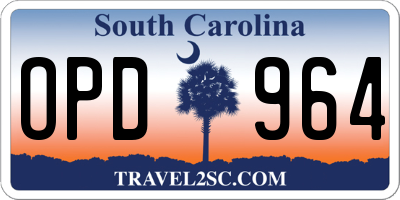 SC license plate OPD964