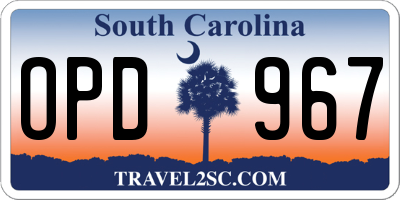 SC license plate OPD967