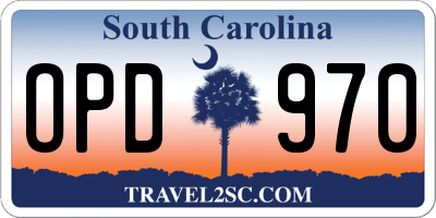 SC license plate OPD970