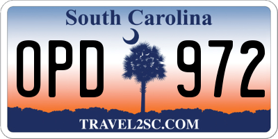 SC license plate OPD972