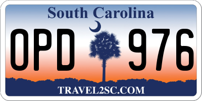 SC license plate OPD976