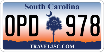 SC license plate OPD978