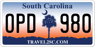 SC license plate OPD980
