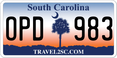 SC license plate OPD983