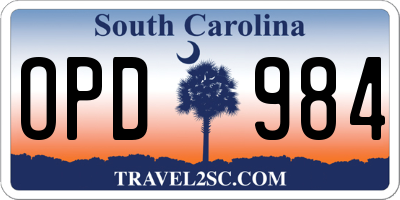 SC license plate OPD984