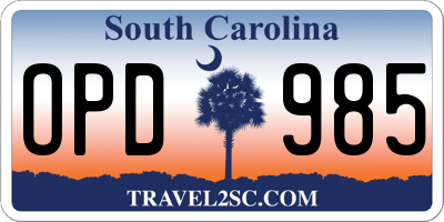 SC license plate OPD985