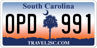 SC license plate OPD991