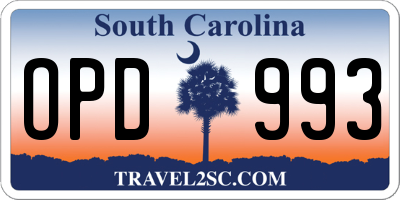 SC license plate OPD993