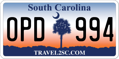 SC license plate OPD994