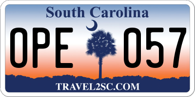 SC license plate OPE057