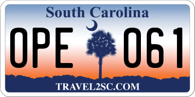 SC license plate OPE061