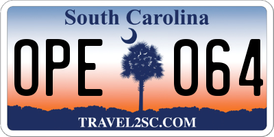 SC license plate OPE064