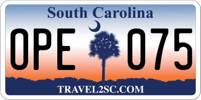 SC license plate OPE075