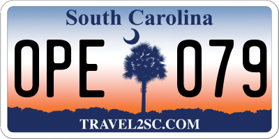 SC license plate OPE079