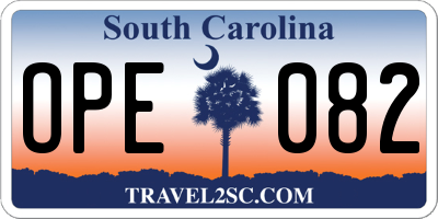 SC license plate OPE082