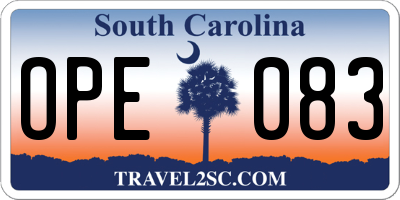 SC license plate OPE083