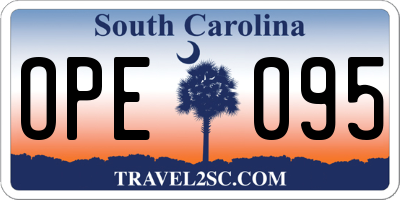 SC license plate OPE095
