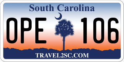 SC license plate OPE106