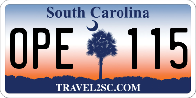 SC license plate OPE115
