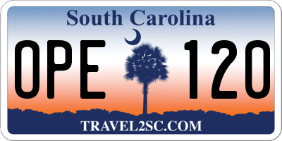 SC license plate OPE120
