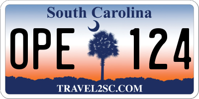 SC license plate OPE124