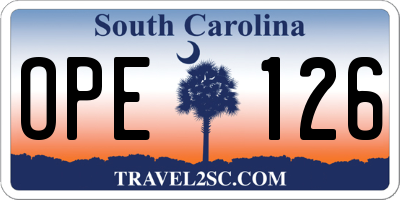 SC license plate OPE126