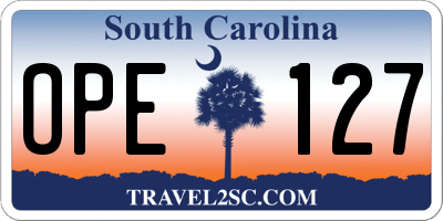SC license plate OPE127