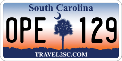 SC license plate OPE129