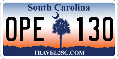 SC license plate OPE130