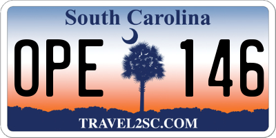 SC license plate OPE146