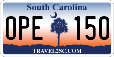 SC license plate OPE150