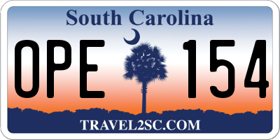 SC license plate OPE154