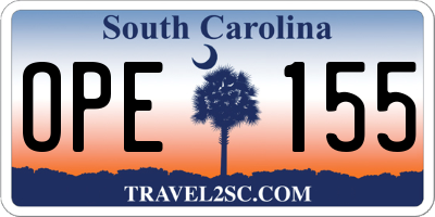 SC license plate OPE155
