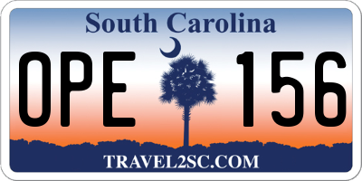 SC license plate OPE156