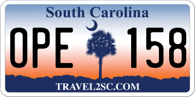 SC license plate OPE158