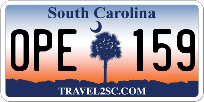 SC license plate OPE159