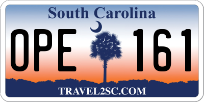 SC license plate OPE161