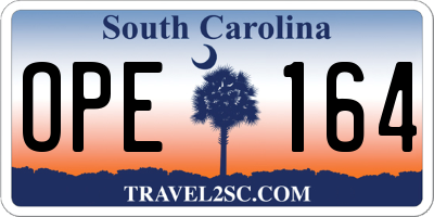 SC license plate OPE164