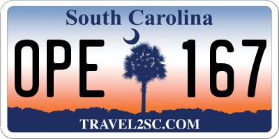 SC license plate OPE167