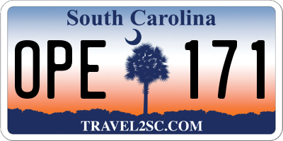 SC license plate OPE171
