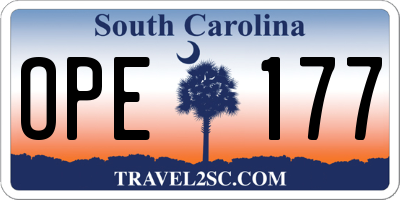SC license plate OPE177