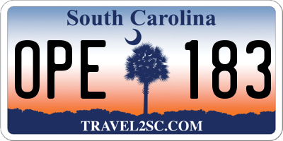 SC license plate OPE183