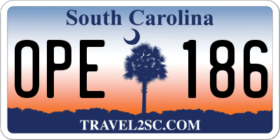 SC license plate OPE186