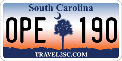 SC license plate OPE190