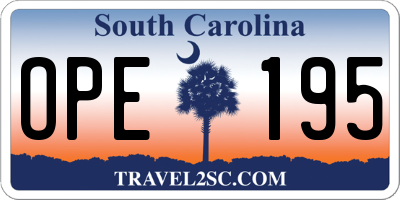 SC license plate OPE195