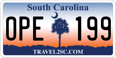 SC license plate OPE199