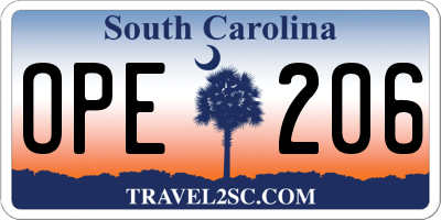 SC license plate OPE206