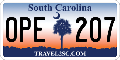 SC license plate OPE207