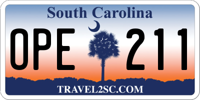 SC license plate OPE211